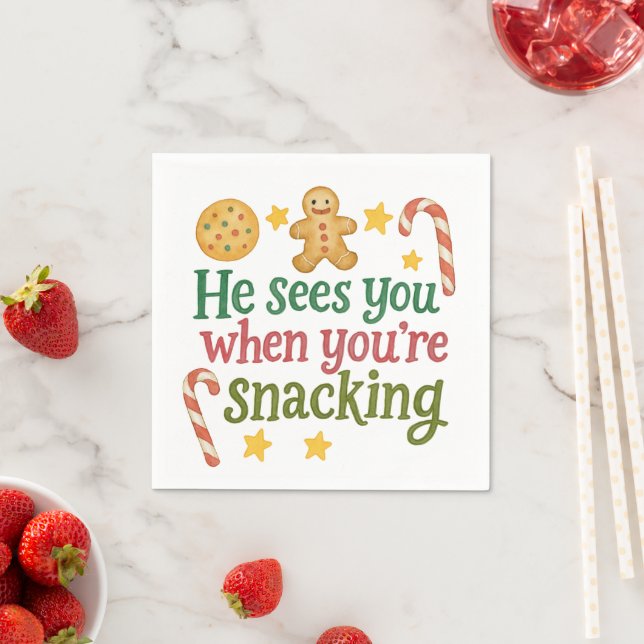Guardanapo De Papel Fun Quote Sees you while snacking Christmas  (Insitu)