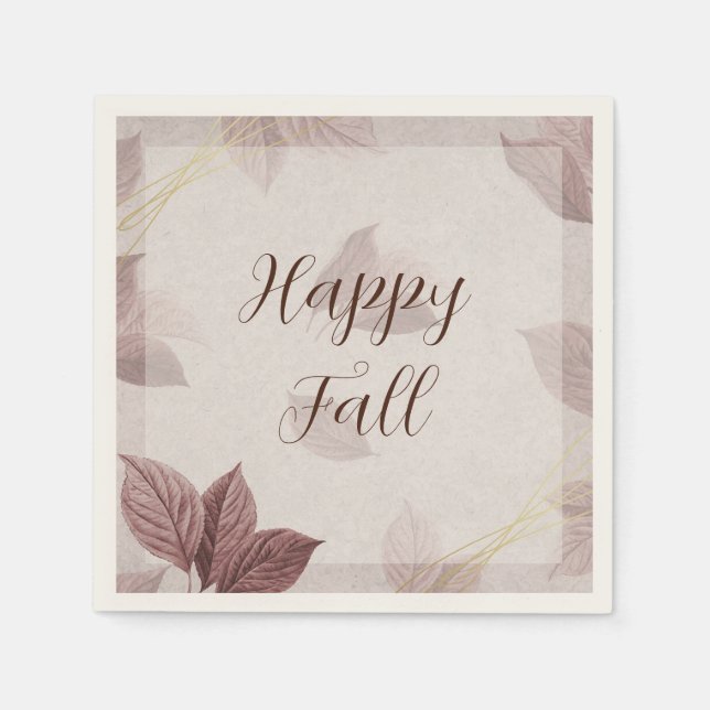 Guardanapo De Papel Fundo de folhas caídas com texto personalizável  (Frente)