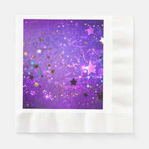 Guardanapo De Papel Fundo de folhas roxas com estrelas