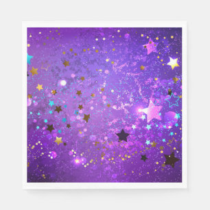 Guardanapo De Papel Fundo de folhas roxas com estrelas