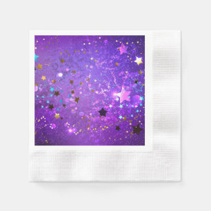 Guardanapo De Papel Fundo de folhas roxas com estrelas