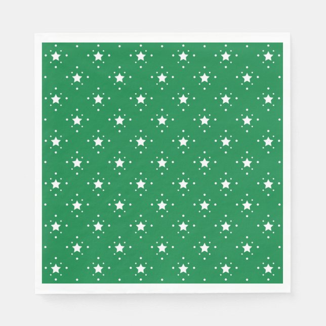 Guardanapo De Papel Fundo de Natal Verde Estrelas (Frente)