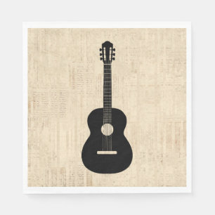 Guardanapo De Papel Fundo de Script de Guitarra Acústica