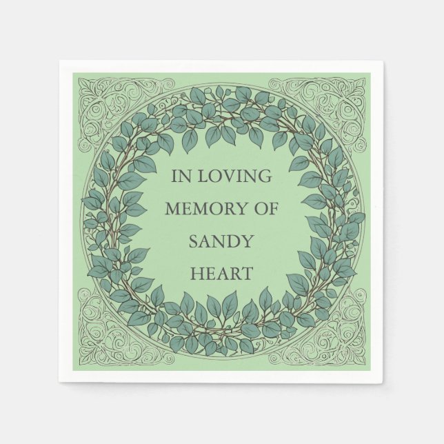 Guardanapo De Papel Funeral Eucalyptus Personalizado - Memorial Elegan (Frente)