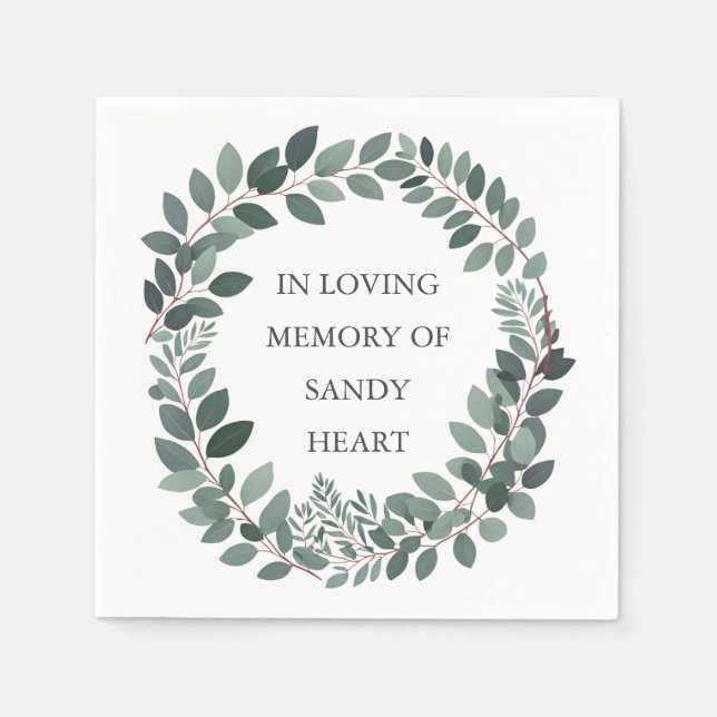 Guardanapo De Papel Funeral Eucalyptus Personalizado - Memorial Elegan (Frente)