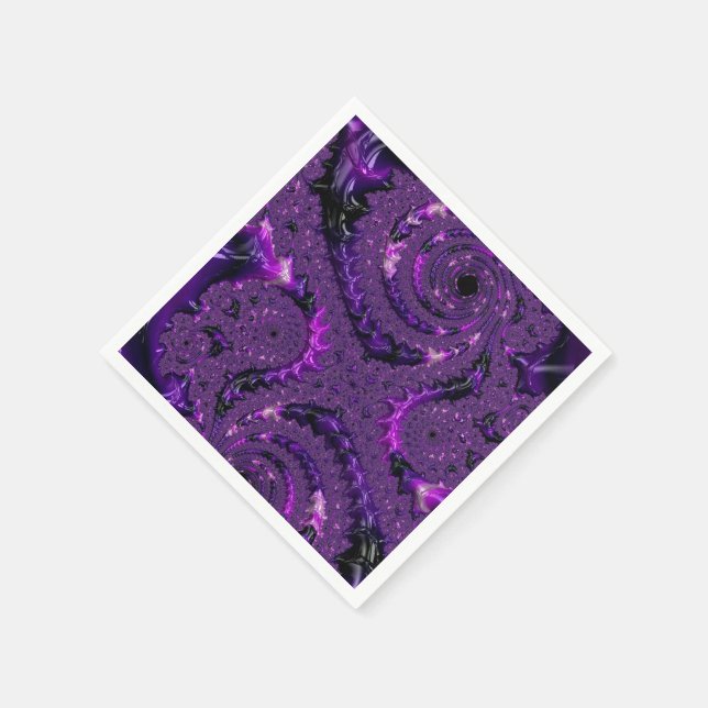 Guardanapo De Papel Funky Bold Boho Roxo Abstrato Digital Fractal (Canto)