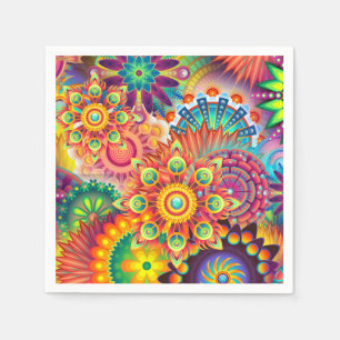 Guardanapo De Papel Funky Retro Pattern Abstrato Bohemian