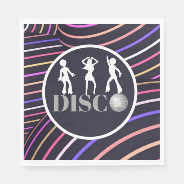 Guardanapo De Papel Funky Swirls Disco Tema 70 (Frente)