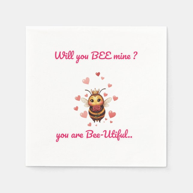 Guardanapo De Papel Funny Bee Pun Valentine  (Frente)