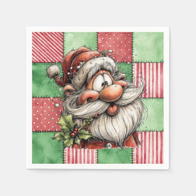 Guardanapo De Papel Funny Cartoon Laughing Santa (Frente)