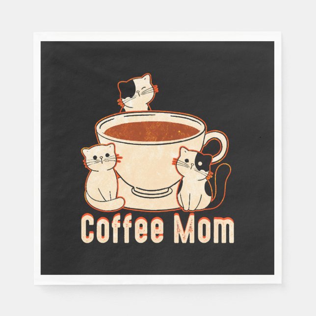 Guardanapo De Papel Funny Coffee Mom with Cat (Frente)