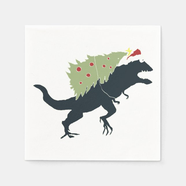 Guardanapo De Papel Funny Festive Dino Christmas (Frente)