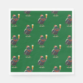 Guardanapo De Papel Funny Festive Grouse with Beer Christmas Napkins
