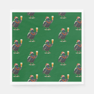 Guardanapo De Papel Funny Festive Grouse with Beer Christmas Napkins