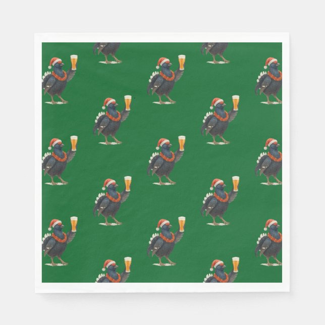 Guardanapo De Papel Funny Festive Grouse with Beer Christmas Napkins (Frente)