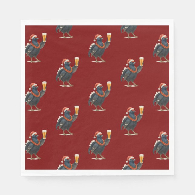 Guardanapo De Papel Funny Festive Grouse with Beer Christmas Napkins (Frente)