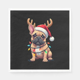 Guardanapo De Papel Funny French Bulldog Christmas Light Santa Hat Rei