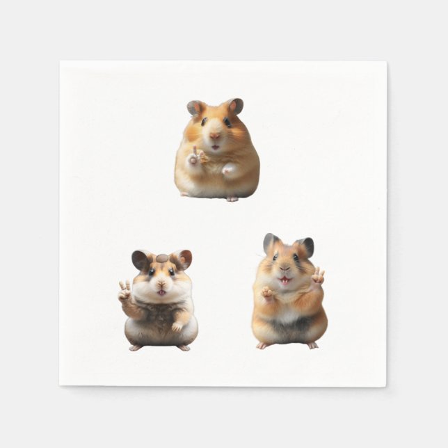 Guardanapo De Papel Funny Hamster Meme Peace Sign (Frente)