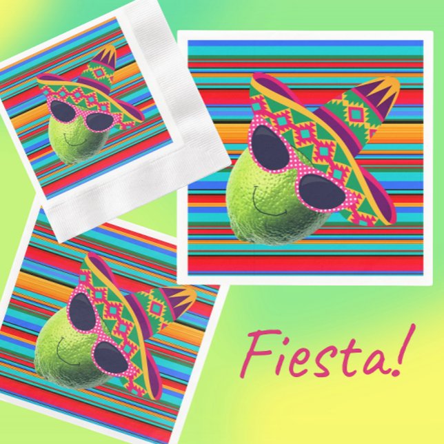 Guardanapo De Papel Funny Lime With Sombrero Party (Cute party napkins!)