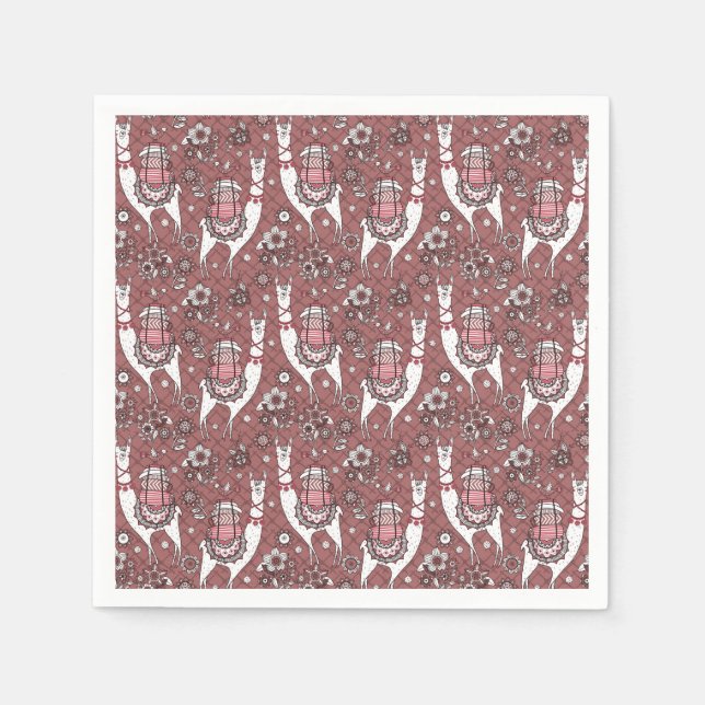 Guardanapo De Papel Funny Llamas Pattern (Frente)