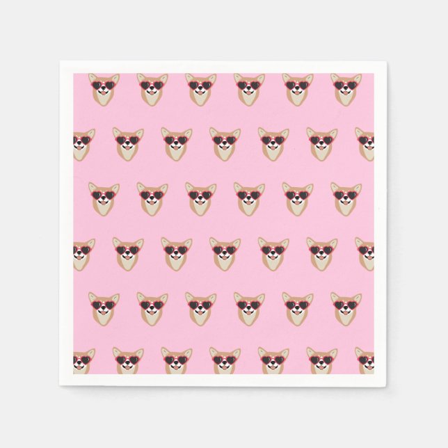 Guardanapo De Papel Funny Pembroke Welsh Corgi Pink (Frente)
