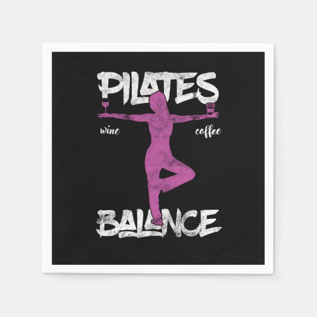 Guardanapo De Papel Funny Pilates Balancing Yoga Fitness Wine Drinker  (Frente)