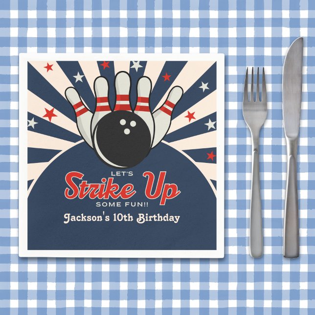 Guardanapo De Papel Funny Retro Bowling Birthday Party for Kids (Criador carregado)