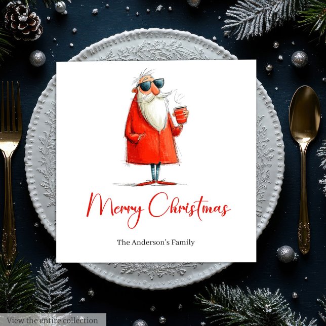 Guardanapo De Papel Funny Santa Claus Minimalist Christmas Dinner  (Funny Santa Claus Minimalist Christmas Dinner Napkins

)