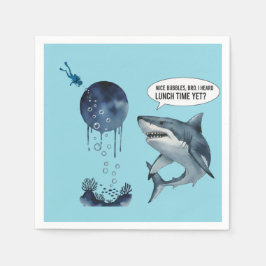 Guardanapo De Papel Funny shark diver lunch time nice bubbles bro
