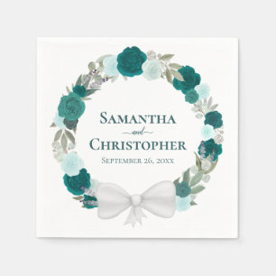 Guardanapo De Papel Fúria de Rosas Teal Aqua e Turquoise