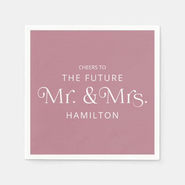Guardanapo De Papel Futuro Sr e Sra Festa de Noivado Pó Rosa Desbotado (Frente)