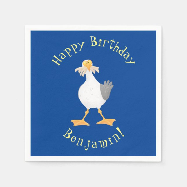 Guardanapo De Papel Gaivota engraçada com desenho francês (Frente)