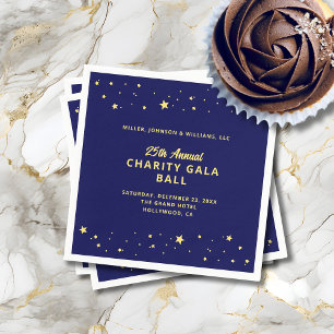 Guardanapo De Papel Gala Event Charity Ball Elegante Blue Dourado Star