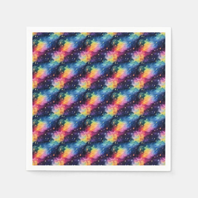 Guardanapo De Papel Galáxia Colorida com Estrelas e Espirais (Frente)