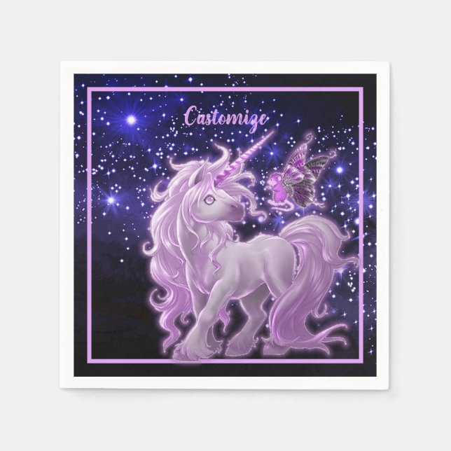 Guardanapo De Papel Galaxy Sparkle Pink Unicorn (Frente)