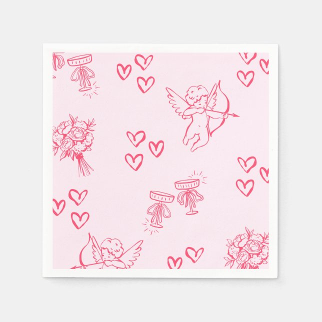 Guardanapo De Papel Galentine’s Day Valentine Girly Invitation (Frente)