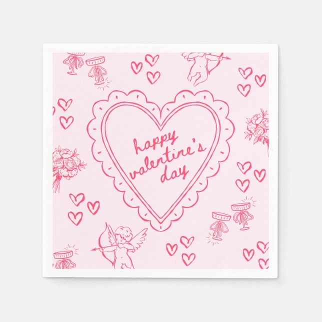 Guardanapo De Papel Galentine’s Day Valentine Girly Pink (Frente)