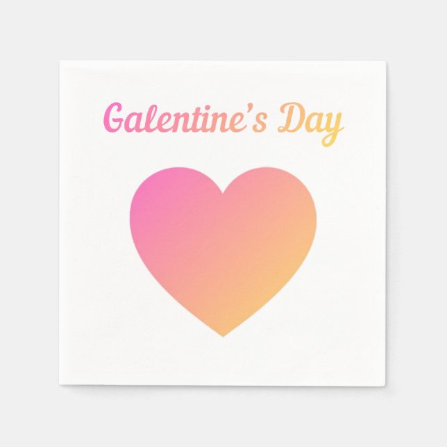 Guardanapo De Papel Galentines Day Pink Ombre Heart Party (Frente)
