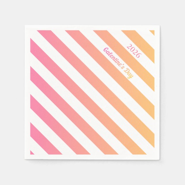 Guardanapo De Papel Galentines Day Pink Ombre Party Customize (Frente)