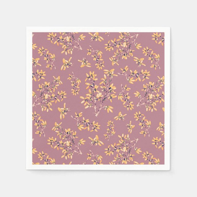 Guardanapo De Papel Galhos do espinho Negro amarelo púrpura (Frente)