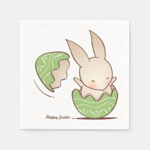 Guardanapo De Papel Galinha de Coelhinho, Ovo de Páscoa Verde