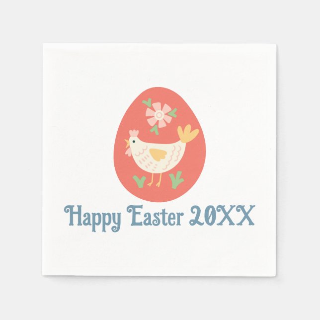 Guardanapo De Papel Galinha de Ovo de Páscoa Folk Art (Frente)