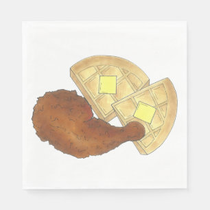 Guardanapo De Papel Galinha e Jantar Waffles, Comida de Soul Clássica