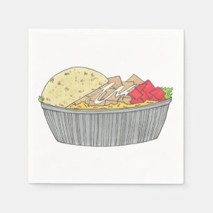 Guardanapo De Papel Galinha e Pedra de Arroz NYC Halal Cart Comida