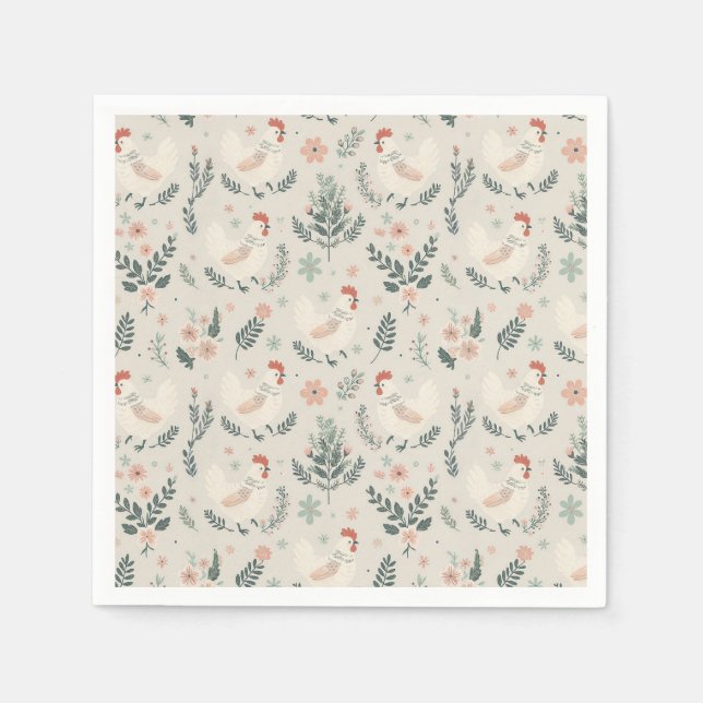 Guardanapo De Papel Galinha no Jardim (Frente)