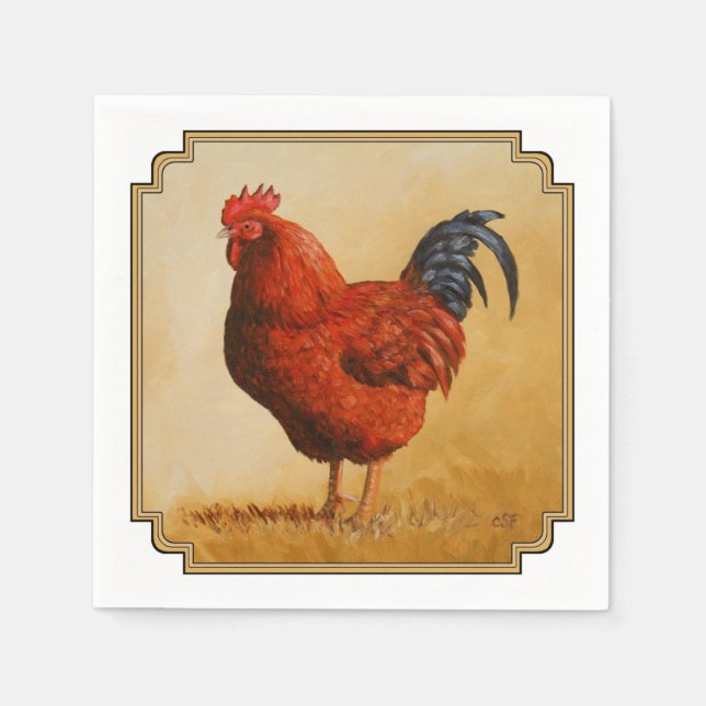 Guardanapo De Papel Galinha Rhode Island Red Rooster (Frente)