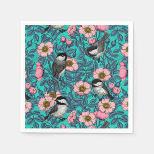 Guardanapo De Papel Galinhas em rosa selvagem, rosa e azul