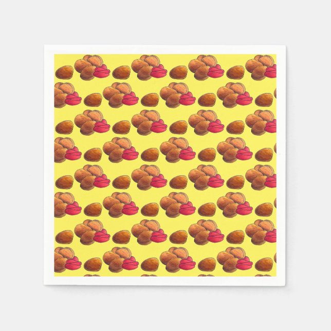 Guardanapo De Papel Galinhas Nuggets com Ketchup Comida Foodie (Frente)