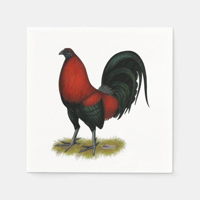 Guardanapo De Papel Galo Vermelho Preto BB Jogo Americano (Frente)