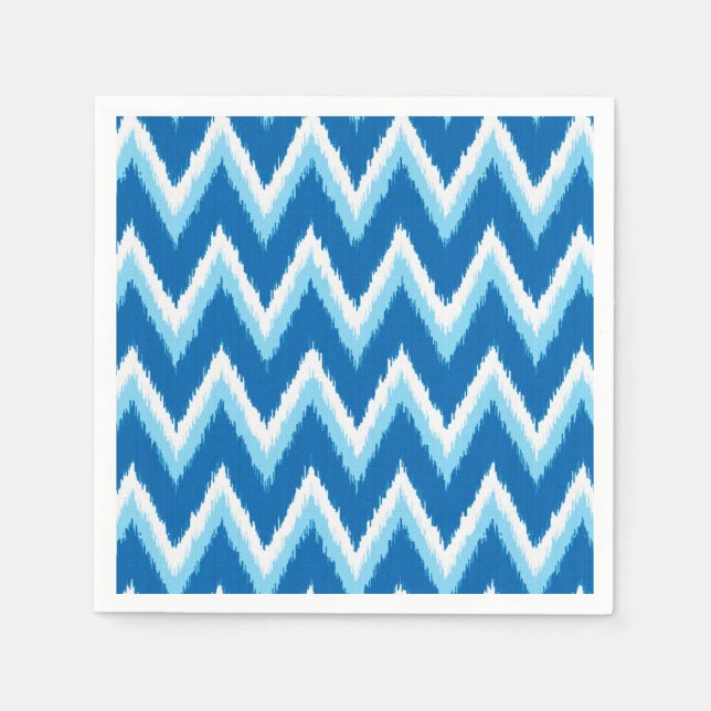 Guardanapo De Papel Gamas de Ikat Chevron - Cobalto, Azul-Céu e Branco (Frente)